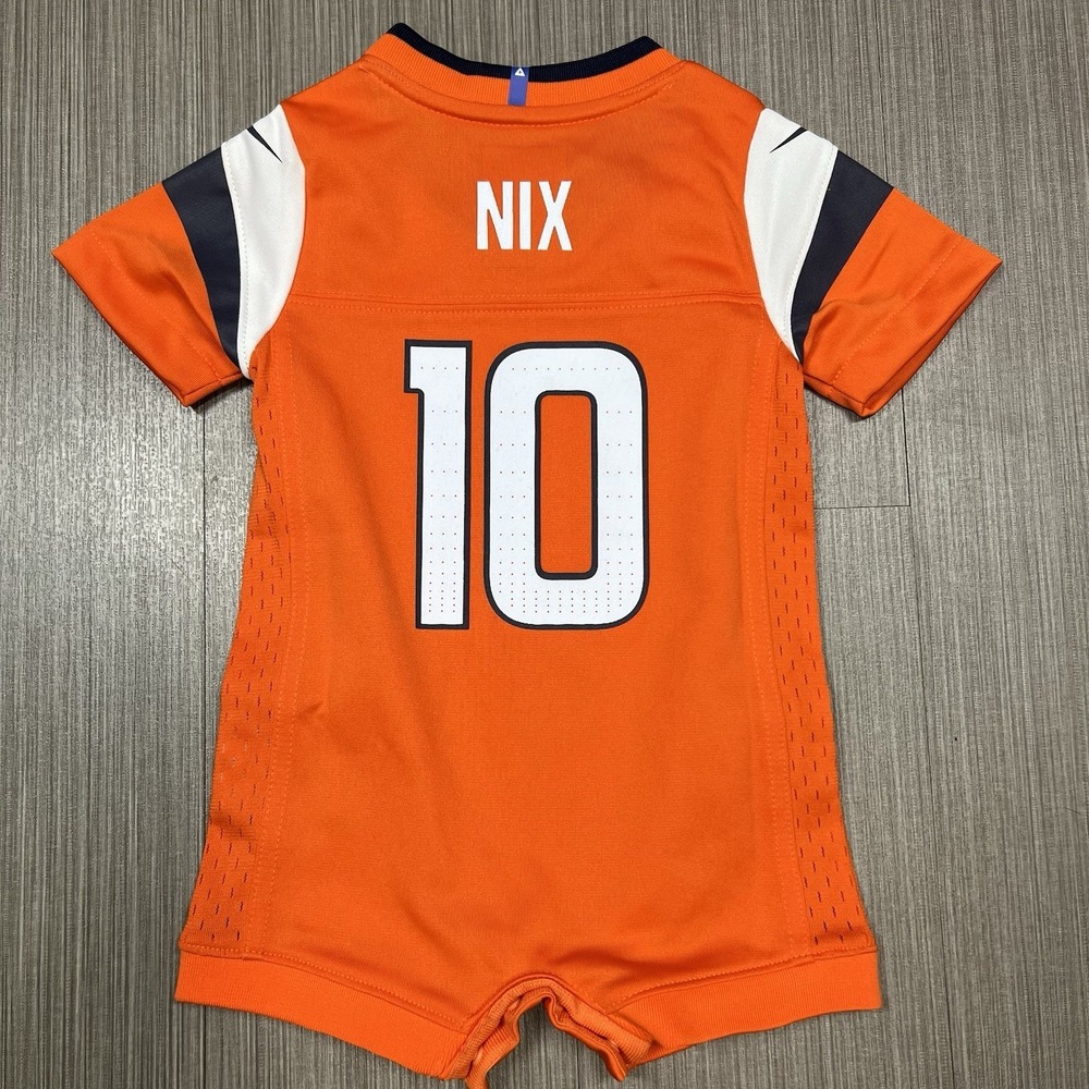 Newborn & Infant Nike Bo Nix Orange Denver Broncos Game Romper Jersey 0-3 Months